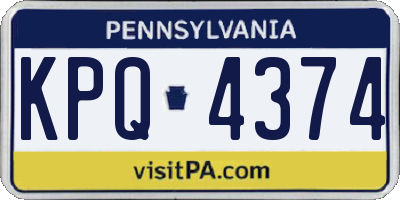PA license plate KPQ4374