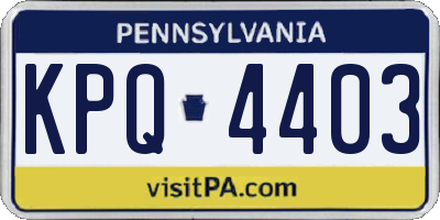 PA license plate KPQ4403