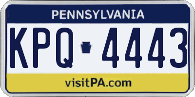 PA license plate KPQ4443