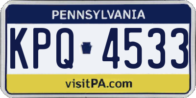 PA license plate KPQ4533