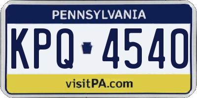 PA license plate KPQ4540