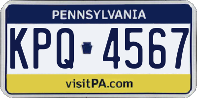 PA license plate KPQ4567