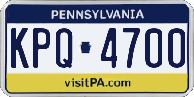 PA license plate KPQ4700