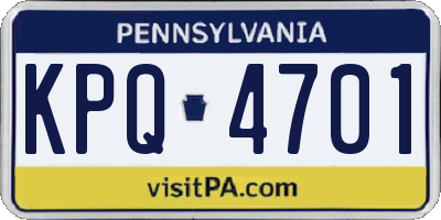 PA license plate KPQ4701