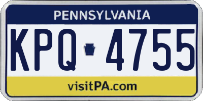 PA license plate KPQ4755