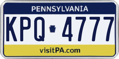 PA license plate KPQ4777