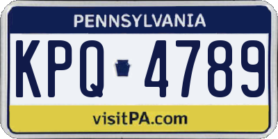 PA license plate KPQ4789