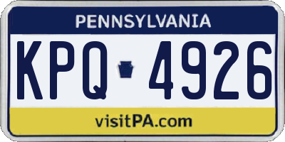 PA license plate KPQ4926