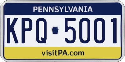 PA license plate KPQ5001