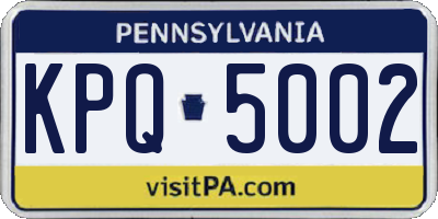 PA license plate KPQ5002