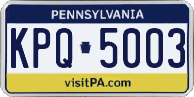 PA license plate KPQ5003