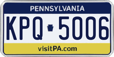 PA license plate KPQ5006