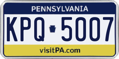 PA license plate KPQ5007