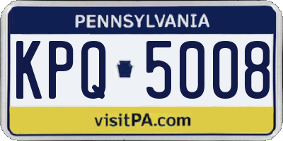 PA license plate KPQ5008
