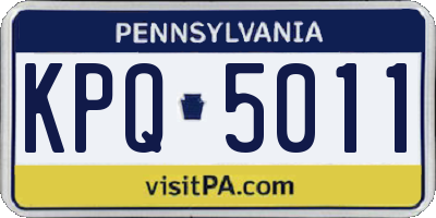 PA license plate KPQ5011