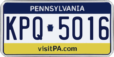 PA license plate KPQ5016