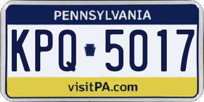 PA license plate KPQ5017