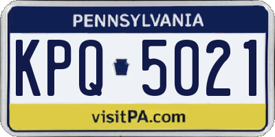 PA license plate KPQ5021