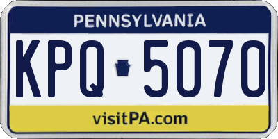PA license plate KPQ5070
