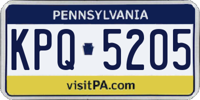 PA license plate KPQ5205