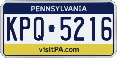 PA license plate KPQ5216