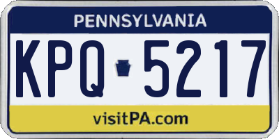 PA license plate KPQ5217