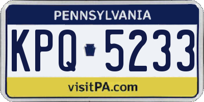 PA license plate KPQ5233