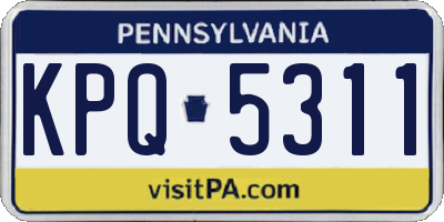 PA license plate KPQ5311