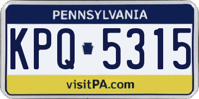 PA license plate KPQ5315