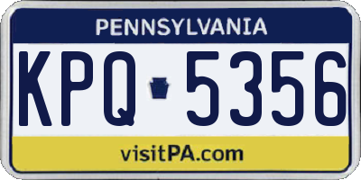 PA license plate KPQ5356