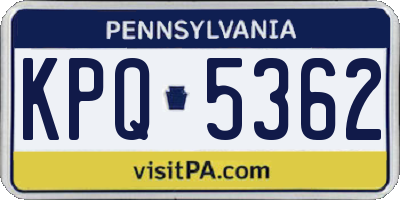 PA license plate KPQ5362