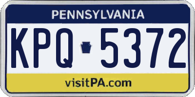 PA license plate KPQ5372