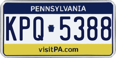 PA license plate KPQ5388