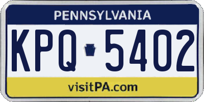 PA license plate KPQ5402