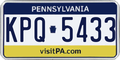 PA license plate KPQ5433