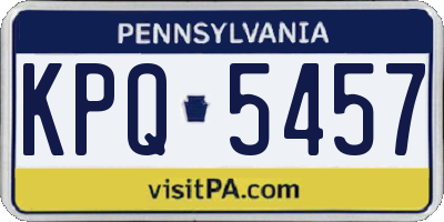 PA license plate KPQ5457