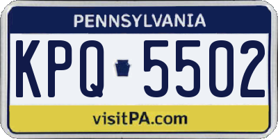 PA license plate KPQ5502
