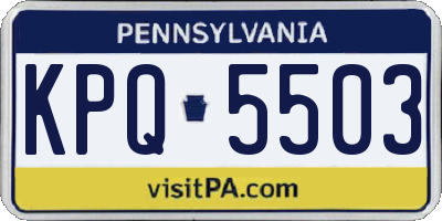 PA license plate KPQ5503