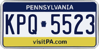 PA license plate KPQ5523