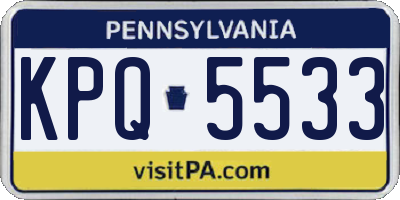 PA license plate KPQ5533