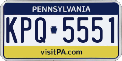 PA license plate KPQ5551