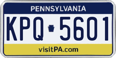 PA license plate KPQ5601
