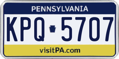 PA license plate KPQ5707
