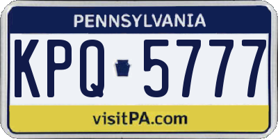 PA license plate KPQ5777