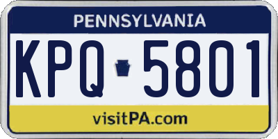 PA license plate KPQ5801