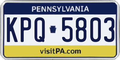 PA license plate KPQ5803