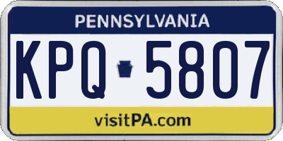 PA license plate KPQ5807