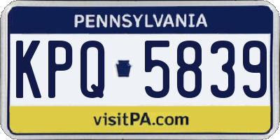 PA license plate KPQ5839