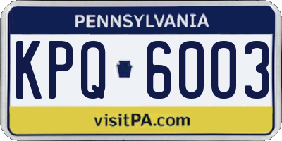 PA license plate KPQ6003