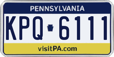 PA license plate KPQ6111